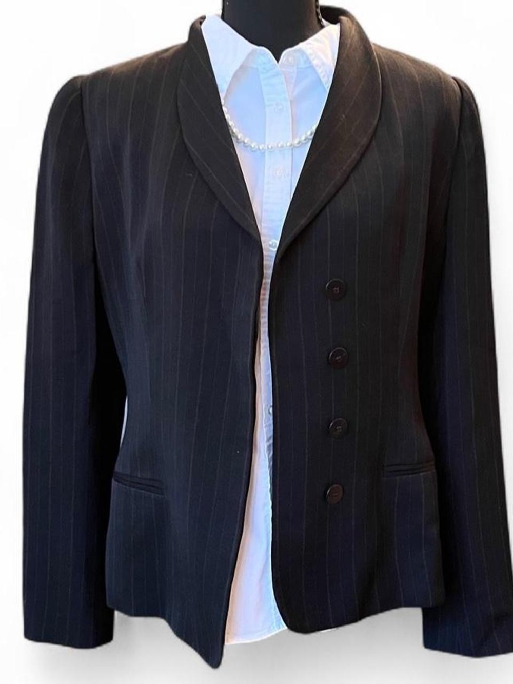 Vintage Giorgio Armani Black Pinstripe Women's Blazer